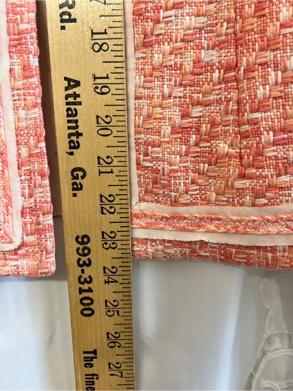 Louis Feraud Tweed Skirt Suit FR 46 US 14 XL Pink Coral Silk Lined 2 Piece - Picture 15 of 16